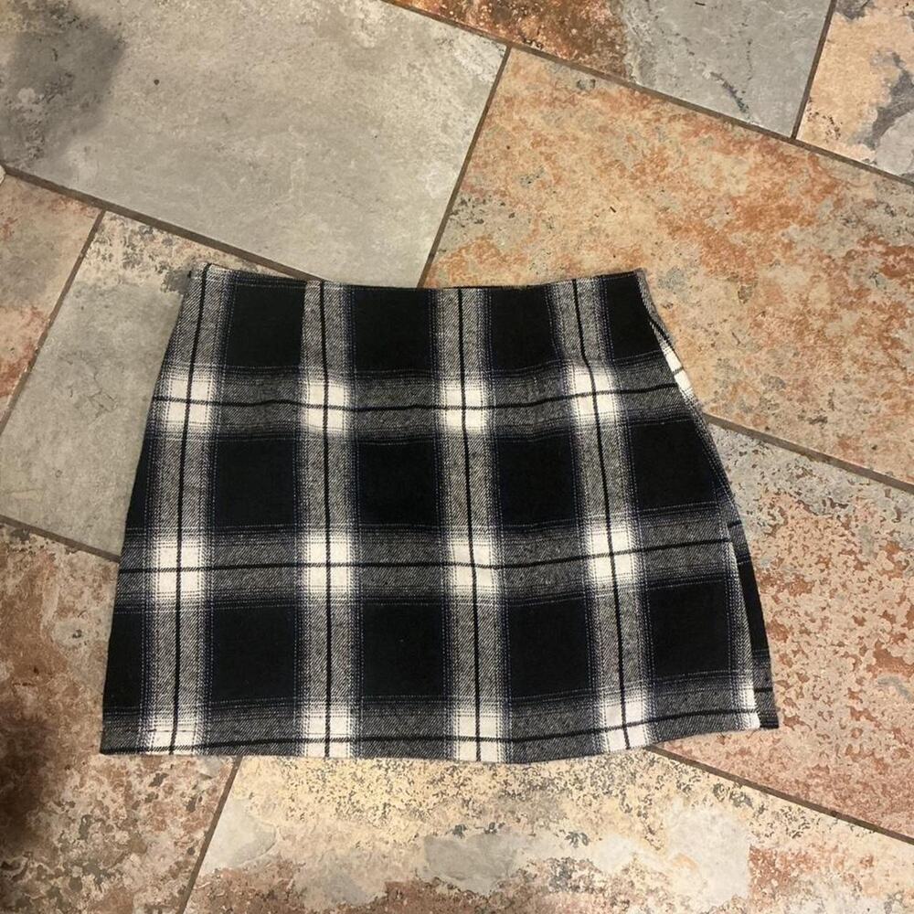 Plaid Mini Skirt, Womens XL, White & Black, Flannel Feed, Y2K Academia Alt Edgy